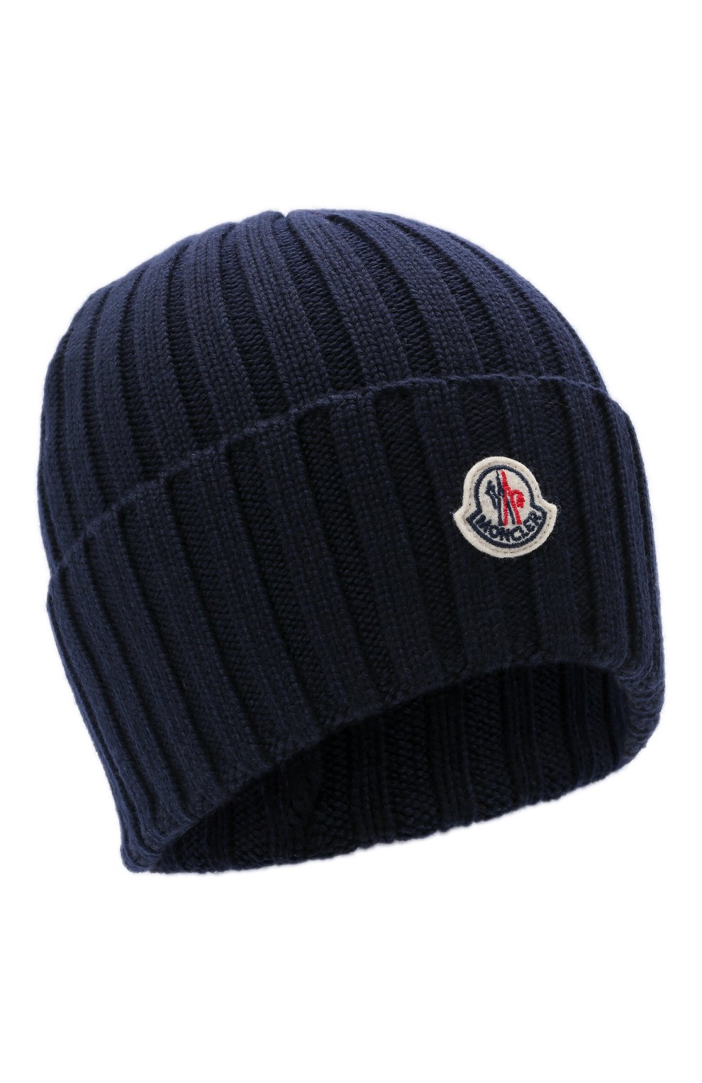 Женская шерстяная шапка MONCLER темно-синего цвета, арт. G2-093-3B000-52-A9327 | Фото 1 (Материал: Текстиль, Шерсть)