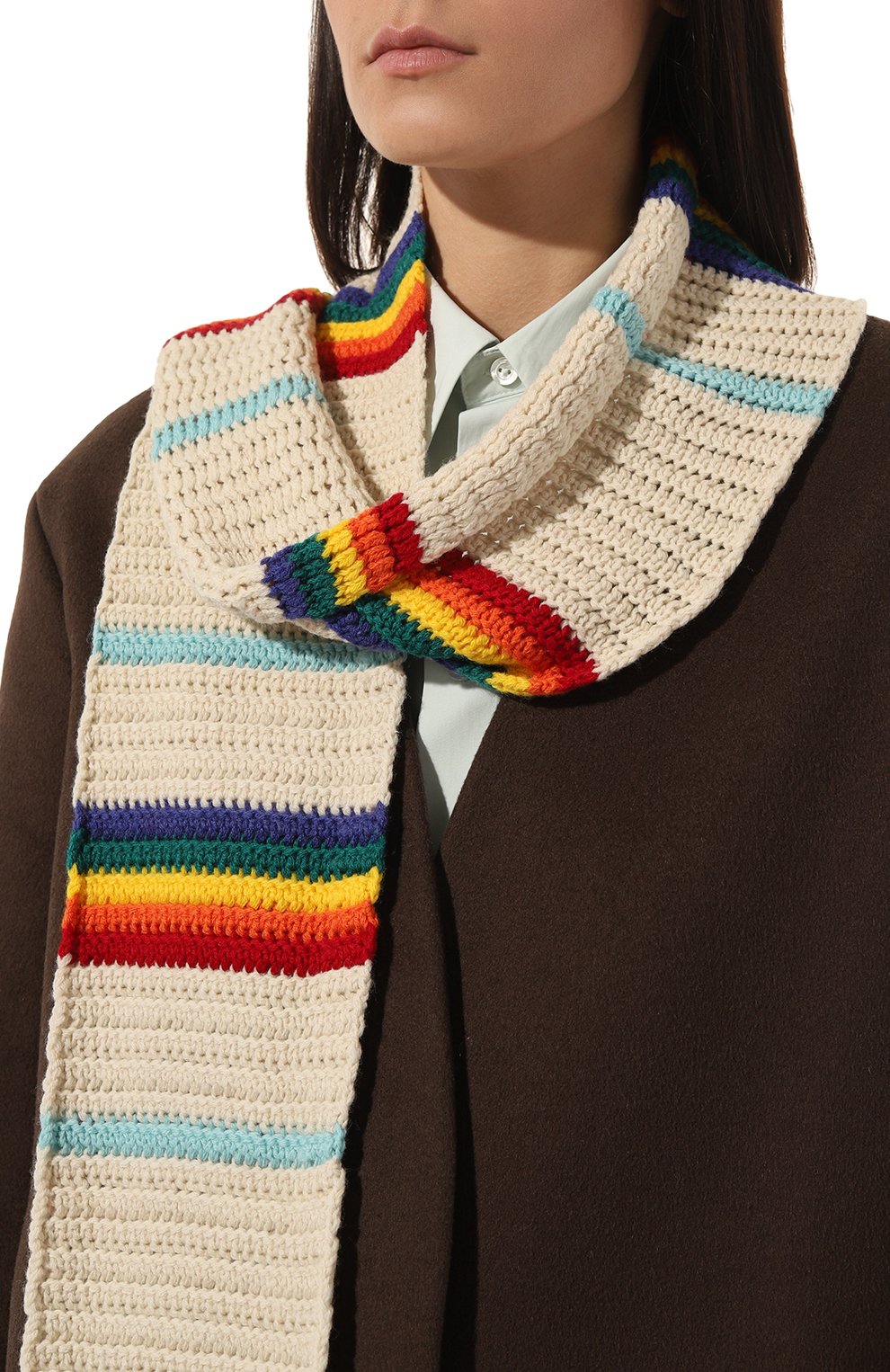 Женский шерстяной шарф ACNE STUDIOS разноцветного цвета, арт. FA UX SCAR000013CWT | Фото 3 (Материал: Текстиль, Шерсть; Материал сплава: Проставлено; Нос: Не проставлено)