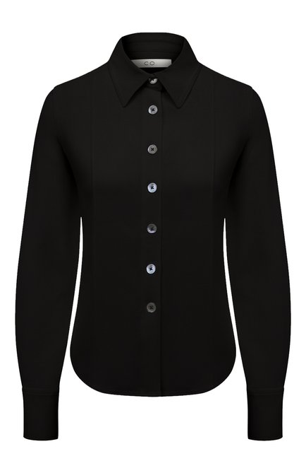 Женская рубашка из вискозы CO черного цвета, арт. 2035MBND | Фото 1 (Рукава: Длинные; Длина (для топов): Стандартные; Материал внешний: Вискоза; Женское Кросс-КТ: Рубашка-одежда; Стили: Кэжуэл; Принт: Без принта)