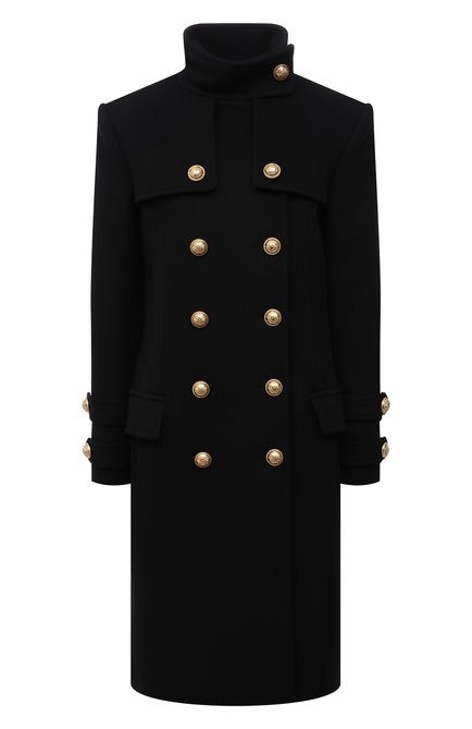 Женское пальто из шерсти и кашемира BALMAIN черного цвета по цене 363500 руб., арт. WF1UC000/W006 | Фото 1