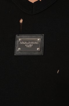 Женская хлопковая футболка DOLCE & GABBANA черного цвета, арт. F8T69T/FU7EQ | Фото 5 (Принт: Без принта; Рукава: Короткие; Длина (для топов): Стандартные; Материал сплава: Проставлено; Материал внешний: Хлопок; Стили: Спорт-шик; Женское Кросс-КТ: Футболка-одежда; Драгоценные камни: Проставлено)