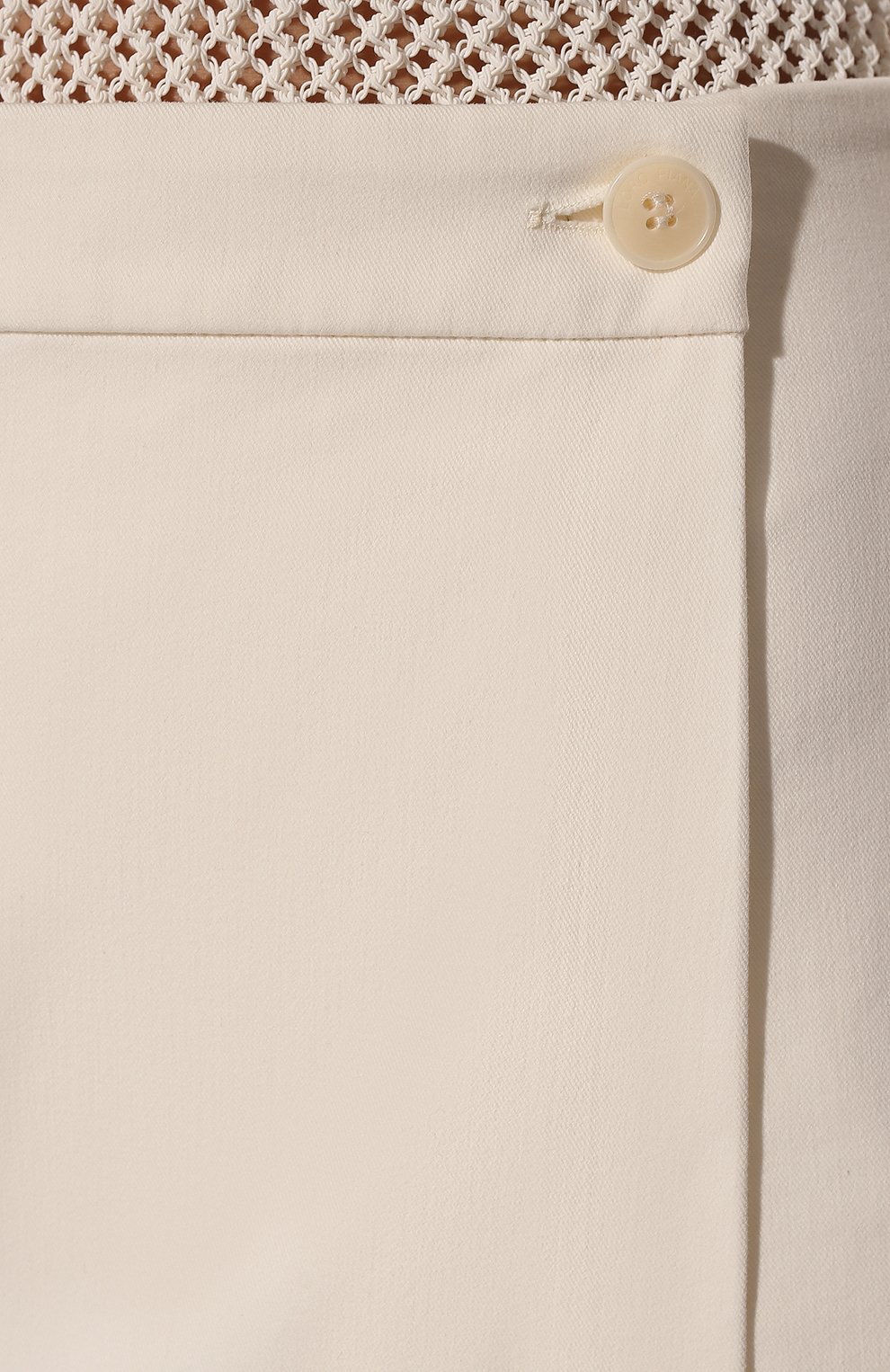 Женская хлопковая юбка-шорты LORO PIANA молочного цвета, арт. FAL4613 | Фото 5 (Длина Ж (юбки, платья, шорты): Мини; Женское Кросс-КТ: Юбка-одежда, юбка-шорты; Материал внешний: Хлопок; Стили: Кэжуэл)