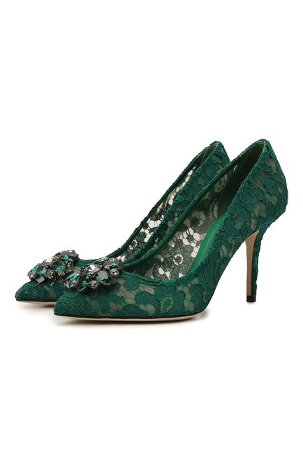 Женские текстильные туфли rainbow lace DOLCE & GABBANA зеленого цвета по цене 85200 руб., арт. CD0101/AL198 | Фото 1