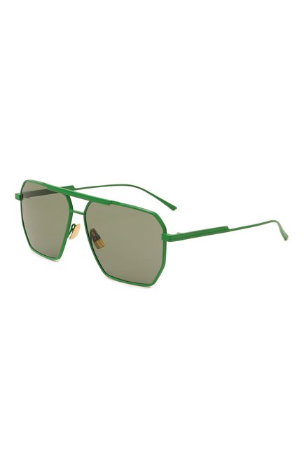 Женские солнцезащитные очки BOTTEGA VENETA зеленого цвета, арт. BV1012 006 | Фото 1 (Тип очков: С/з; Оптика Гендер: оптика-женское; Очки форма: Авиаторы)