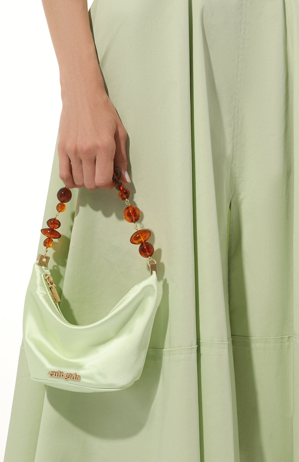 Женская сумка gia CULT GAIA зеленого цвета, арт. SH1172S0 | Фото 2 (Сумки-технические: Сумки top-handle; Материал сплава: Проставлено; Размер: mini; Материал: Текстиль; Драгоценные камни: Проставлено)