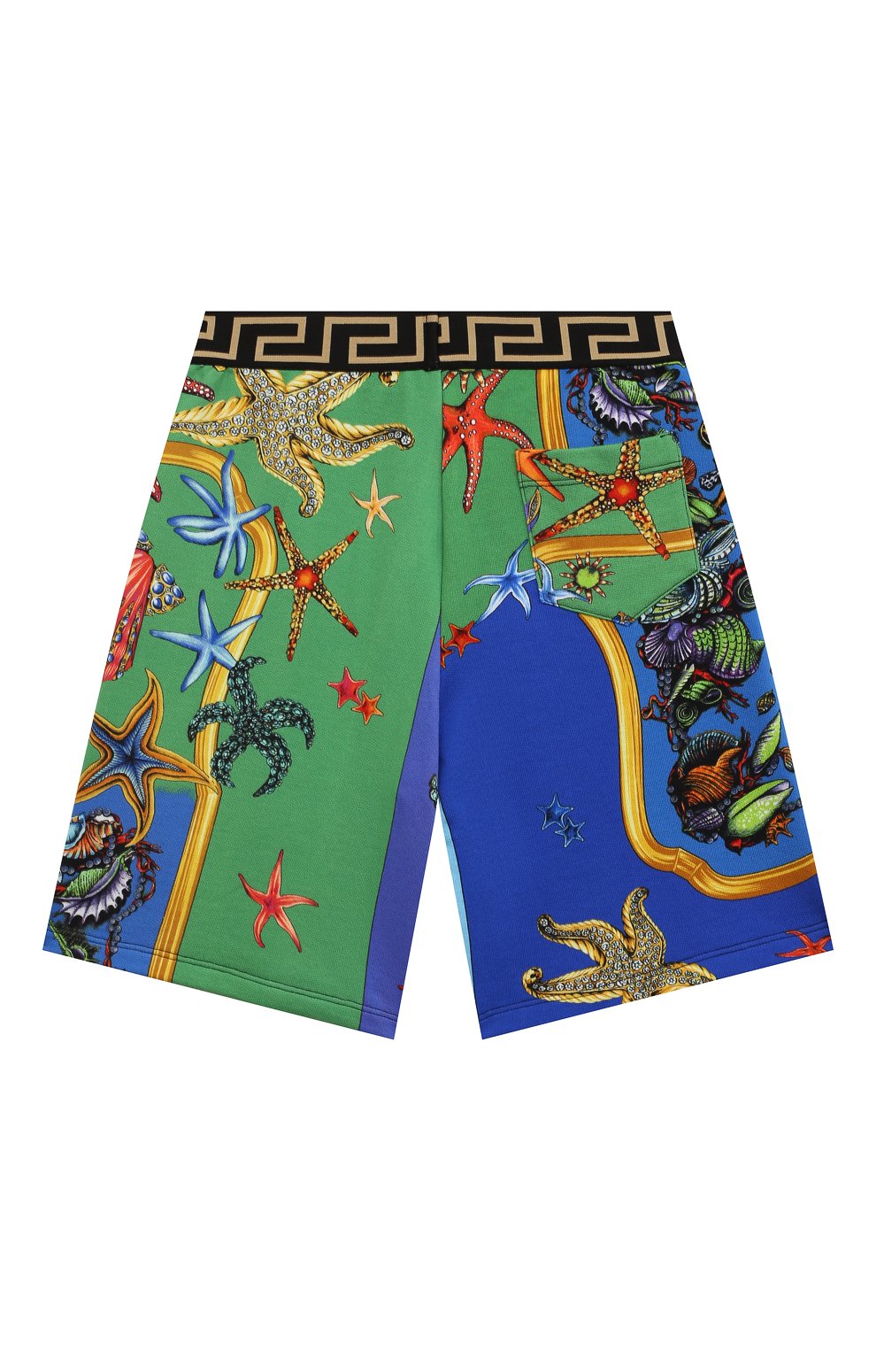 Детские хлопковые шорты VERSACE разноцветного цвета, арт. 1000124/1A00414/8A-14A | Фото 2 (Региональные ограничения белый список (Axapta Mercury): RU; Мальчики Кросс-КТ: Шорты-одежда; Материал внешний: Хлопок; Ростовка одежда: 10 - 11 лет | 140 - 146см, 12 лет | 152 см, 8 лет | 128 см)