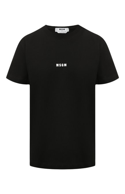 Женская хлопковая футболка MSGM черного цвета по цене 11000 руб., арт. 2000MDM500 200002 | Фото 1