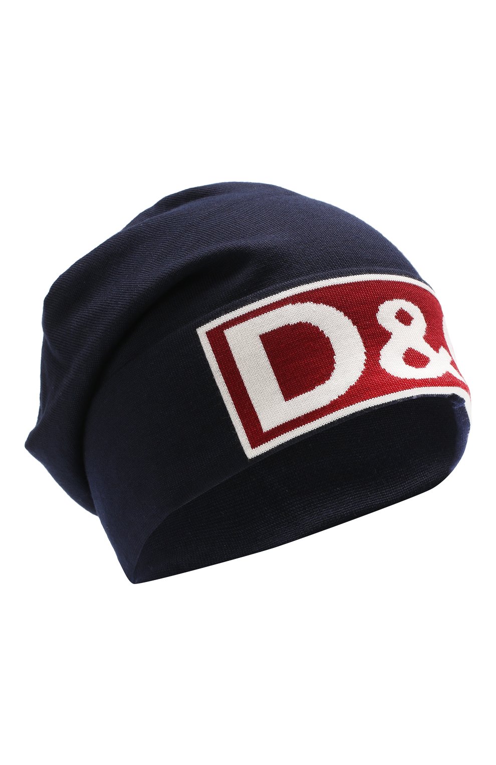 Мужская шерстяная шапка с логотипом бренда DOLCE & GABBANA синего цвета, арт. GX341T/JAVIB | Фото 1 (Материал: Текстиль, Шерсть; Кросс-КТ: Трикотаж; Статус проверки: Проверено, Проверена категория)