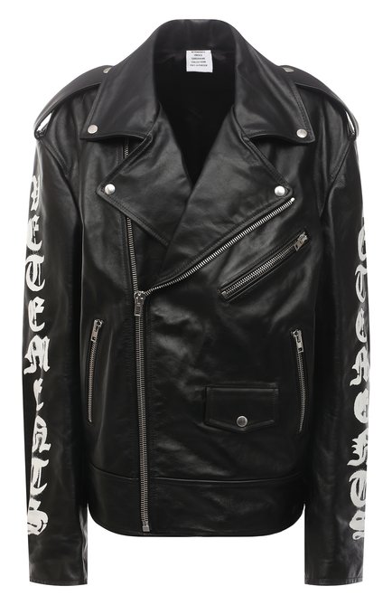 Женская кожаная куртка VETEMENTS черного цвета по цене 410500 руб., арт. UE52JA650BL 2435/W | Фото 1