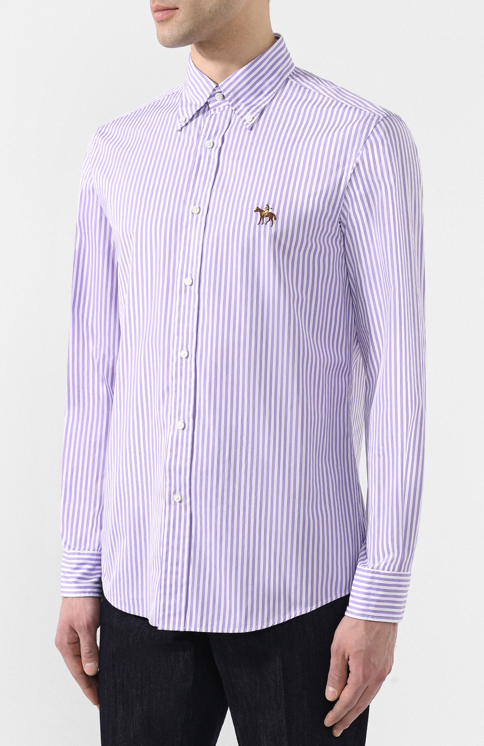 Хлопковая сорочка с воротником button down Ralph Lauren  790730896 Фото 3