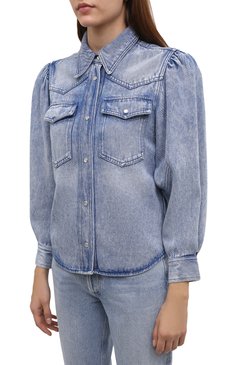 Женская джинсовая рубашка ISABEL MARANT ETOILE голубого цвета, арт. CH0802-22P021E/TAHISLI | Фото 3 (Рукава: Длинные; Кросс-КТ: Деним; Женское Кросс-КТ: Рубашка-одежда; Длина (для топов): Стандартные; Стили: Гранж; Региональные ограничения белый список (Axapta Mercury): RU; Материал внешний: Лиоцелл, Растительное волокно)