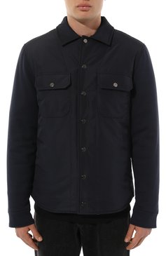 Мужская утепленная куртка-рубашка CAPOBIANCO темно-синего цвета, арт. 15M372.F0NY. | Фото 3 (Материал утеплителя: Шерсть; Рукава: Длинные; Мужское Кросс-КТ: утепленные куртки; Материал сплава: Проставлено; Материал внешний: Хлопок; Драгоценные камни: Проставлено; Длина (верхняя одежда): Короткие; Материал подклада: Хлопок; Стили: Кэжуэл)