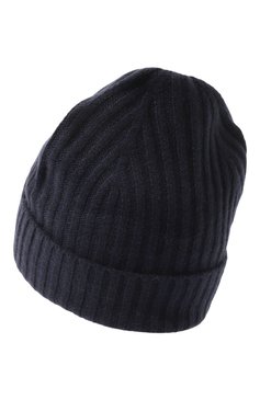 Женская кашемировая шапка ALLUDE темно-синего цвета, арт. 235/11430 | Фото 3 (Материал: Текстиль, Кашем ир, Шерсть; Материал сплава: Проставлено; Нос: Не проставлено)