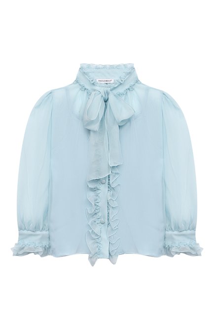 Детское шелковая блузка DOLCE & GABBANA голубого цвета по цене 53950 руб., арт. L54S92/FU1AT/2-6 | Фото 1