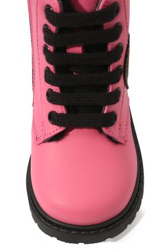 Детские кожаные ботинки MOSCHINO розового цвета, арт. 68800 VAR.3/18-27 | Фото 4 (Материал утеплителя: Натуральный мех; Материал сплава: Проставлено; Нос: Не проставлено)