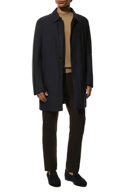 Мужские замшевые пенни-лоферы SANTONI темно-синего цвета, арт. MCNC15609SF1ARSDU52 | Фото 2 (Материал утеплителя: Натуральный мех; Материал внешний: Кожа; Длина стельки: 27,6, 28, 24,2, 24,7, 25,1, 25,5, 25,9, 26,4, 26,8, 27,2)