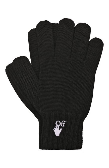 Мужские шерстяные перчатки OFF-WHITE черного цвета, арт. 0MNE032F21KNI001 | Фото 1 (Материал: Шерсть, Текстиль; Кросс-КТ: Трикотаж)