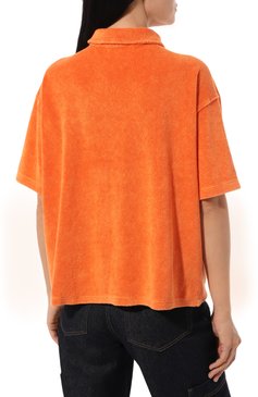 Женская хлопковая рубашка ELECTRIC&ROSE оранжевого цвета, арт. LFCV168VIN | Фото 4 (Принт: Без принта; Рукава: Короткие; Женское Кросс-КТ: Рубашка-одежда; Длина (для топов): Стандартные; Материал сплава: Проставлено; Материал внешний: Хлопок; Драгоценные камни: Проставлено; Стили: Кэжуэл)