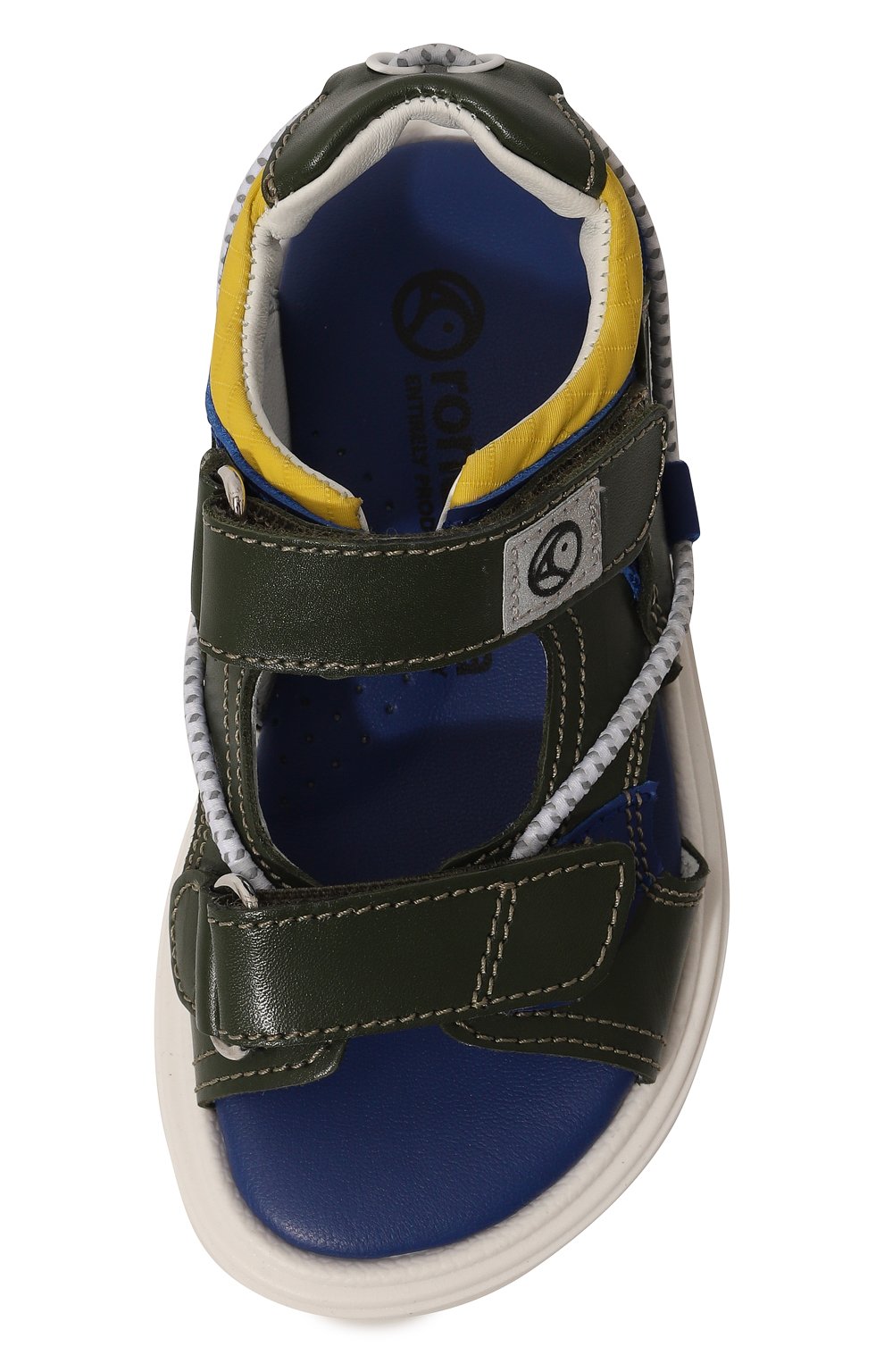 Детские кожаные сандалии RONDINELLA хаки цвета, арт. 0986H/24-27 | Фото 4 (Материал внутренний: Натуральная кожа)