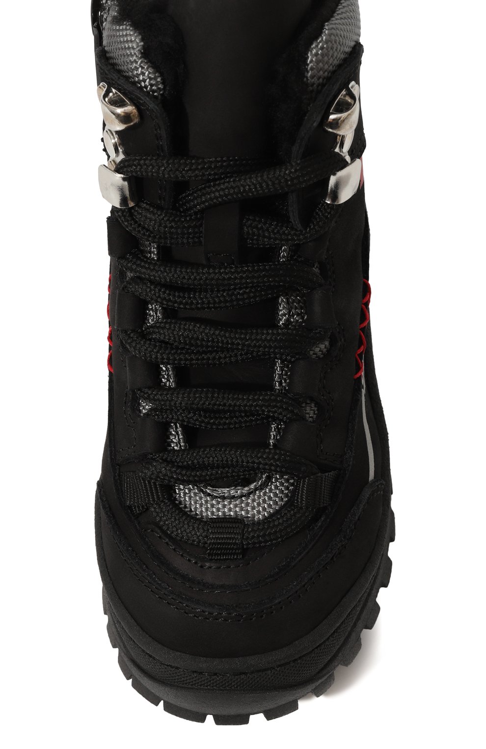 Детские кожаные ботинки DSQUARED2 черного цвета, арт. 75661/20-27 | Фото 4 (Кросс-КТ: хайкеры; Материал сплава: Проставлено; Нос: Не проставлено; Материал внутренний: Текстиль)