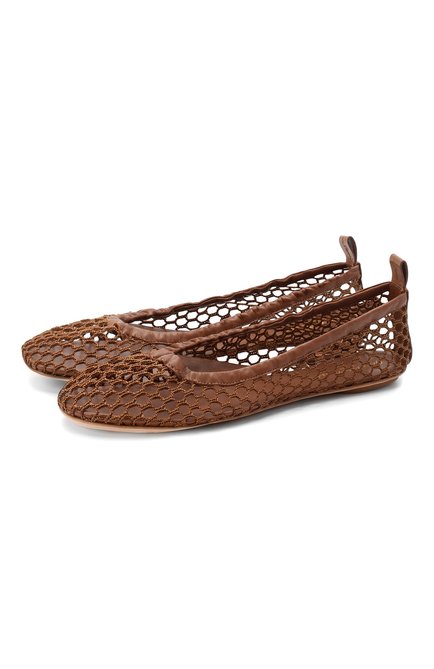 Женские комбинированные балетки millie GIANVITO ROSSI коричневого цвета, арт. G25169.05CU0.GINCUCU | Фото 1 (Материал внутренний: Натуральная кожа; Материал внешний: Текстиль, Кожа; Длина стельки: 23,4, 26,4, 24,3, 25, 27, 24,5, 26,5)