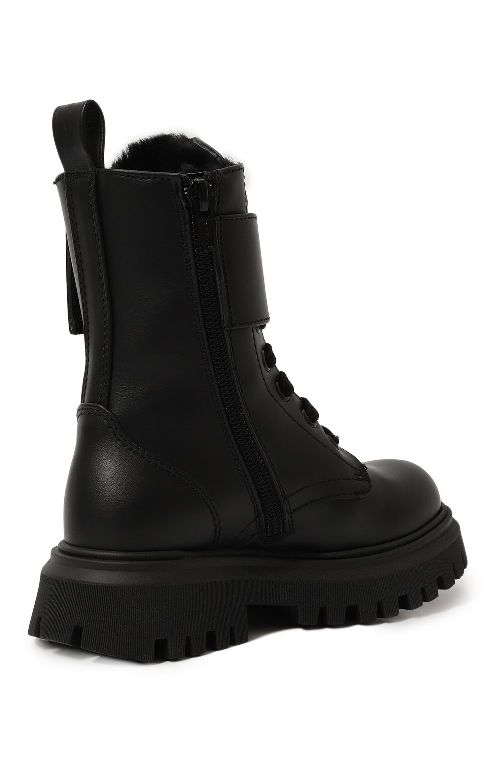 Детские кожаные ботинки MARNI черного цвета, арт. 75368/28-35 | Фото 3 (Материал утеплителя: Натуральный мех; Материал сплава: Проставлено; Нос: Не проставлено)