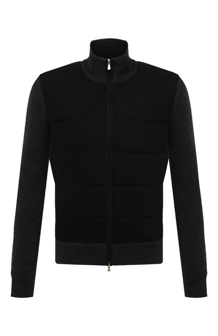 Мужская комбинированная куртка GRAN SASSO черного цвета, арт. 23145/25019 | Фото 1 (Длина (верхняя одежда): Короткие; Драгоценные камни: Проставлено; Материал сплава: Проставлено; Материал внешний: Шерсть; Рукава: Длинные)