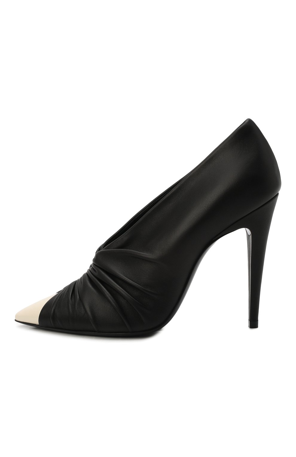 Женские кожаные туфли indya SAINT LAURENT черно-белого цвета, арт. 674887/AAABZ | Фото 4 (Каблук высота: Высокий; Материал внутренний: Натуральная кожа; Каблук тип: Шпилька; Подошва: Плоская)