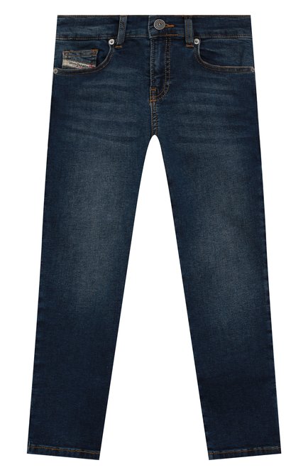Детские джинсы DIESEL темно-синего цвета, арт. J00809-KXBD1 | Фото 1 (Материал внешний: Хлопок; Детали: Однотонный; Материал сплава: Проставлено; Нос: Не проставлено)