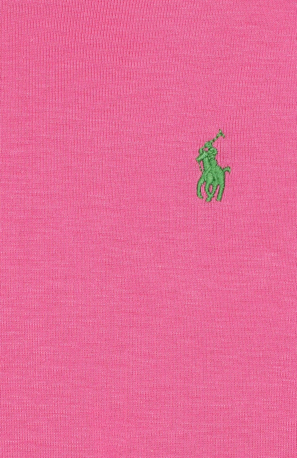 Детская хлопковая футболка POLO RALPH LAUREN фуксия цвета, арт. 312698703 | Фото 3 (Принт: Без принта; Девочки Кросс-КТ: футболка-одежда; Рукава: Короткие; Материа�л внешний: Синтетический материал, Хлопок)