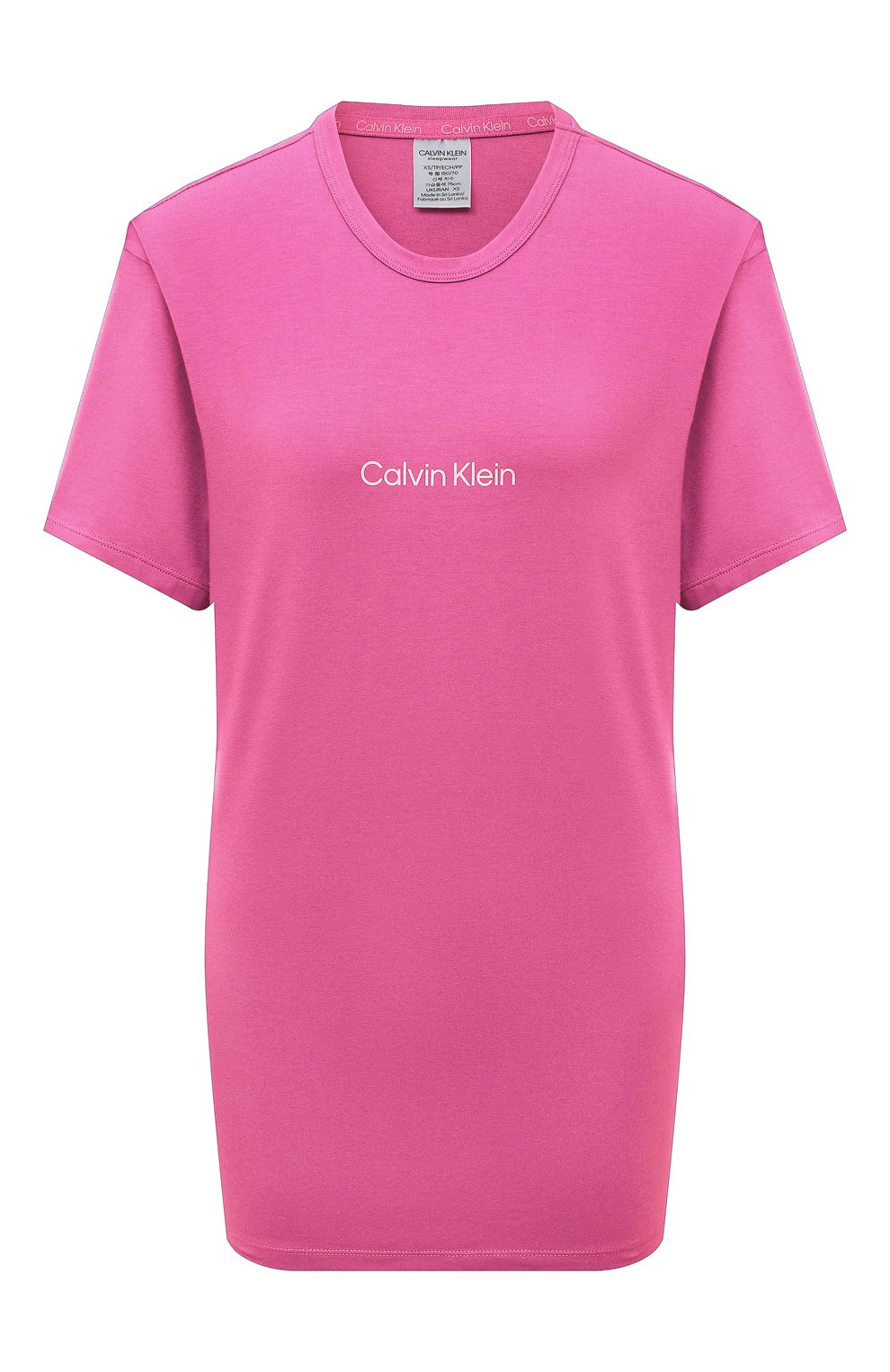 Женская футболка CALVIN KLEIN розового цвета, арт. QS6756E | Фото 1 (Рукава: Короткие; Материал внешний: Синтетический материал, Хлопок; Длина (для топов): Стандартные; Женское Кросс-КТ: Футболка-белье)