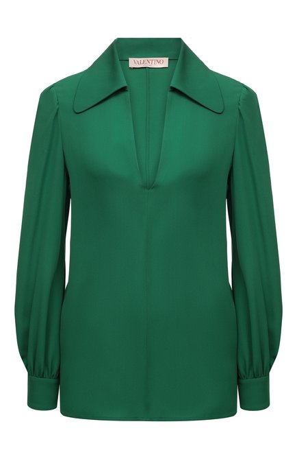 Женский шелковая блузка VALENTINO зеленого цвета по цене 133500 руб., арт. XB3AE6U51MH | Фото 1