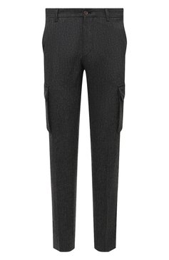 Мужские шерстяные брюки-карго CORNELIANI темно-серого цвета, арт. 884L02-1817513/00 | Фото 1 (Силуэт М (брюки): Карго; Материал внешний: Шерсть; Длина (брюки, джинсы): Стандартные; Случай: Повседневный; Стили: Кэжуэл)