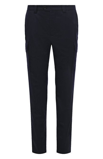 Мужские шерстяные брюки-карго BRUNELLO CUCINELLI темно-синего цвета, арт. ME226B2160 | Фото 1 (Драгоценные камни: Проставлено; Длина (брюки, джинсы): Стандартные; Материал сплава: Проставлено; Материал подклада: Вискоза; Материал внешний: Шерсть)