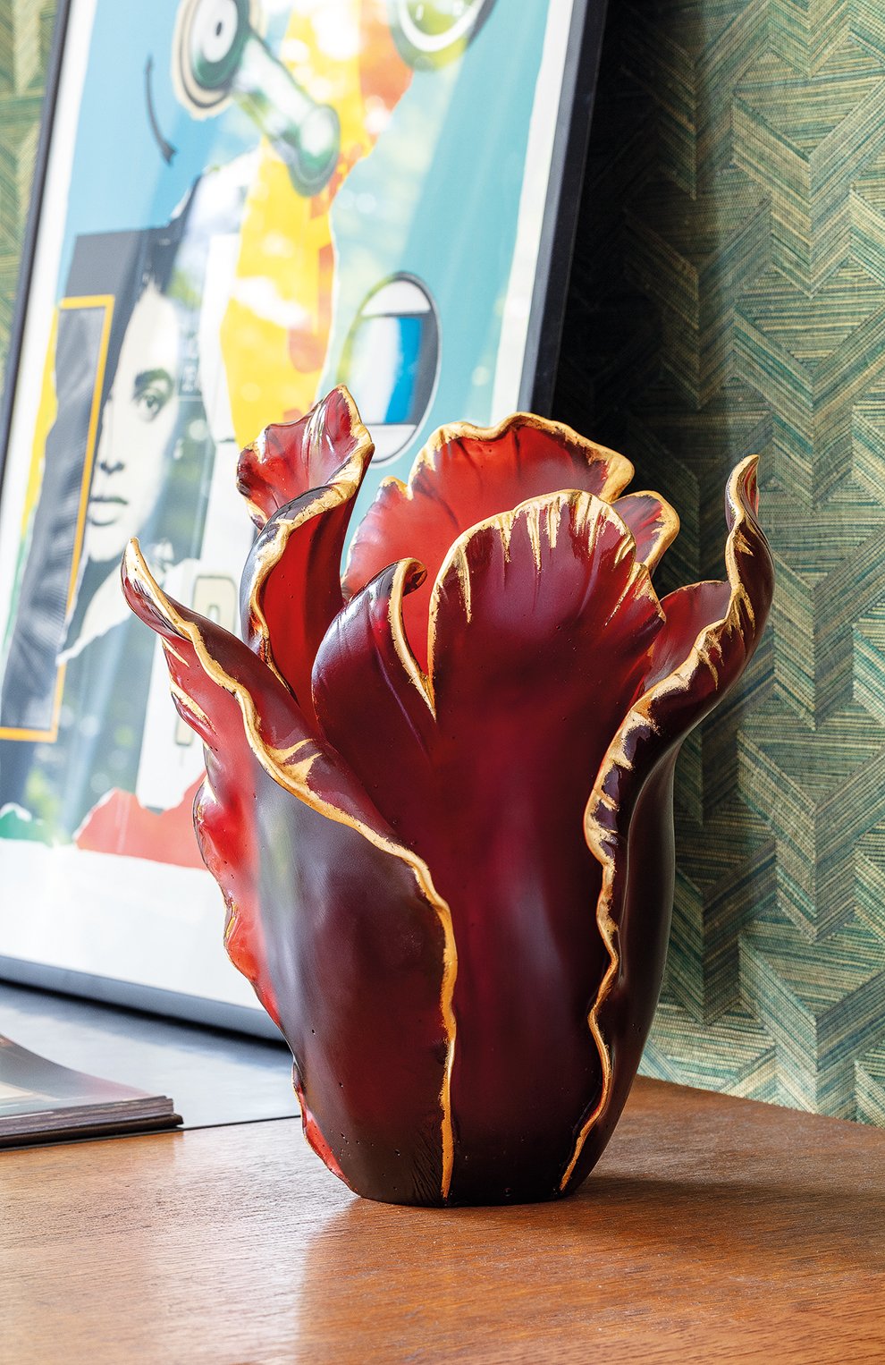 Ваза tulip  DAUM красного цвета, арт. 03574-11 | Фото 2 (Ограничения доставки: fragile-2)