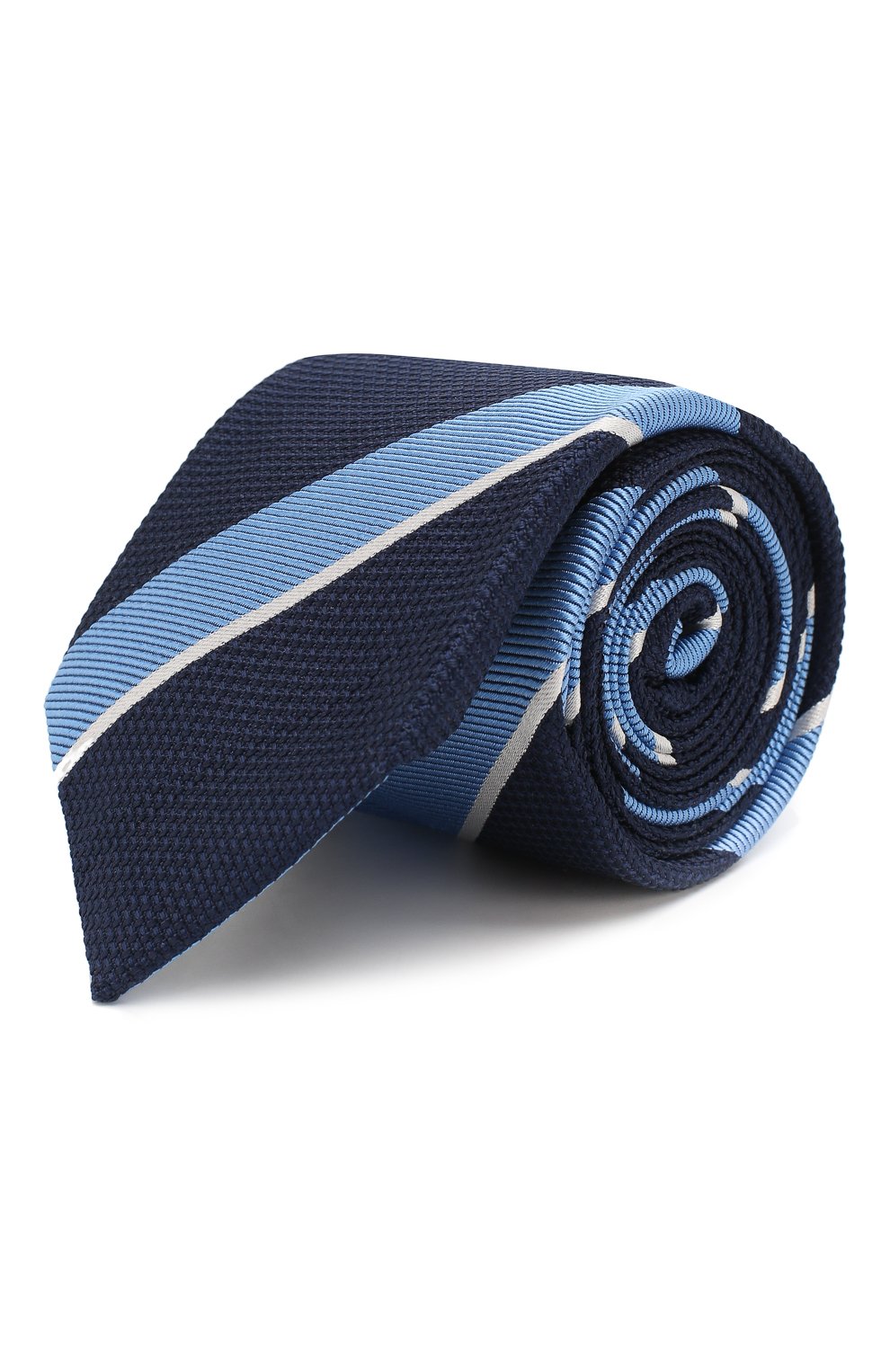 Мужской шелковый галстук VAN LAACK темно-синего цвета, арт. LER0Y/K04059 | Фото 1 (Принт: С принтом; Материал: Текстиль, Шелк)