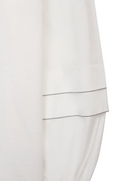 Детское хлопковая блузка BRUNELLO CUCINELLI белого цвета, арт. B0A45T036C | Фото 3 (Рукава: Длинные; Материал внешний: Хлопок; Ростовка одежда: 12 лет | 152 см, 13 - 15 лет | 158 см)