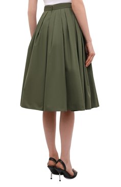 Женская хлопковая юбка ALEXANDER MCQUEEN хаки цвета, арт. 666300/QAAAY | Фото 4 (Женское Кросс-КТ: Юбка-одежда; Материал сплава: Проставлено; Стили: Милитари; Материал внешний: Хлопок; Длина Ж (юбки, платья, шорты): Миди; Драгоценные камни: Проставлено)