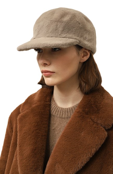 Женская кепка из меха норки FURLAND бежевого цвета, арт. 0228800150104600146 | Фото 2 (Материал: Натуральный мех)