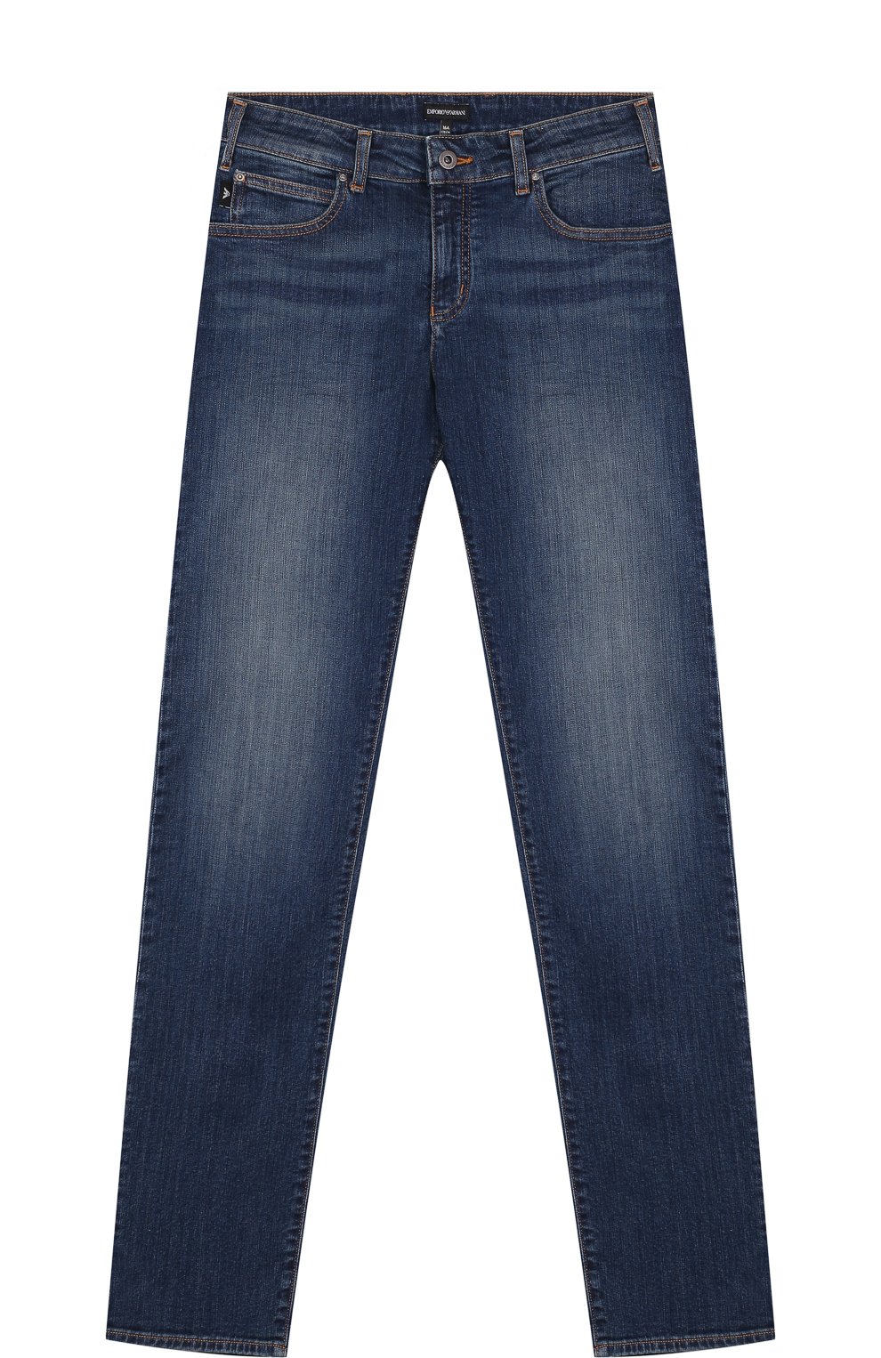 Детские джинсы EMPORIO ARMANI темно-синего цвета, арт. 8N4J45/1V0MZ | Фото 1 (Материал внешний: Хлопок; Статус проверки: Проверена категория)