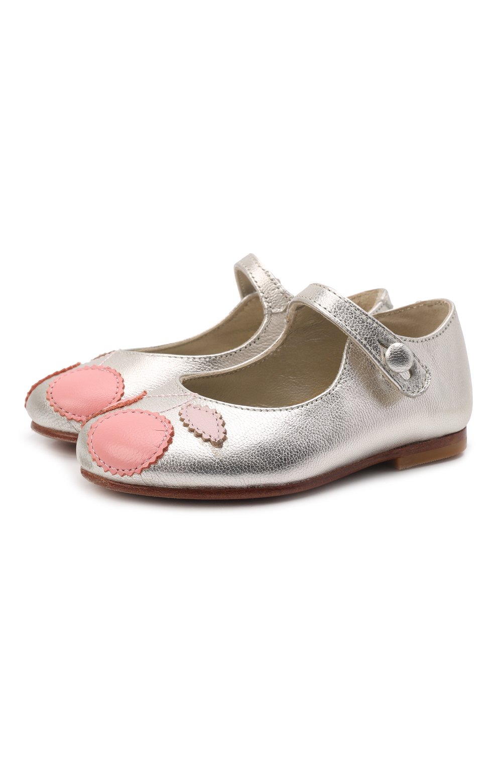 Детские кожаные туфли BONPOINT серебряного цвета, арт. E19EFELSA(989)_495732 | Фото 1