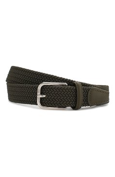 Мужской текстильный ремень GIORGIO ARMANI темно-зеленого цвета, арт. Y2S267/YH79E | Фото 1 (Материал: Текстиль; Случай: Повседневный; Материал сплава: Проставлено, Проверено; Нос: Не проставлено; Статус проверки: Проверено, Проверена категория)