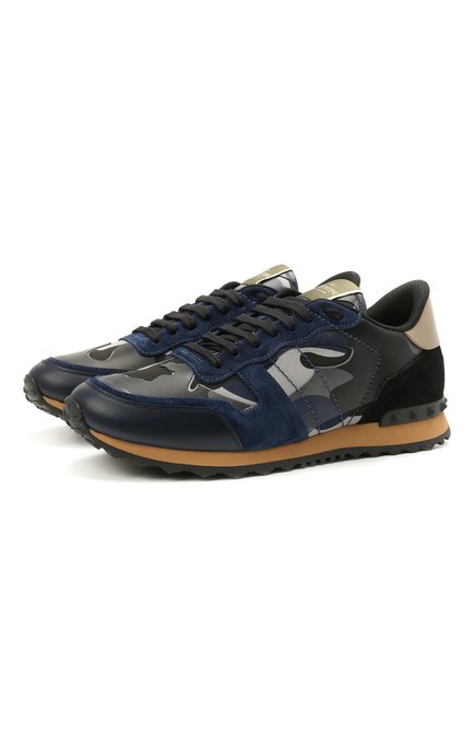 Мужские комбинированные кроссовки rockrunner VALENTINO темно-синего цвета по цене 75150 руб., арт. WY2S0723/XVU | Фото 1