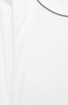 Детское хлопковая блузка BRUNELLO CUCINELLI белого цвета, арт. B0045T230C | Фото 3 (Рукава: Длинные; Девочки-школьная форма: Блузки; Материал внешний: Хлопок; Стили: Классический; Ростовка одежда: 12 лет | 152 см)