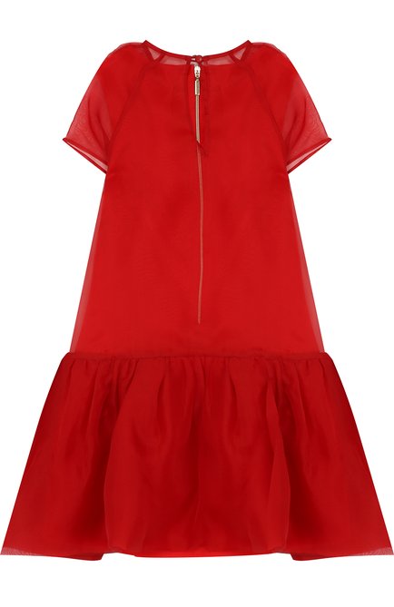 Детское мини-платье из смеси шелка и хлопка с аппликациями QUIS QUIS красного цвета, арт. AB51SS/2-6 | Фото 2 (Материал внешний: Синтетический материал, Полиэстер, Шелк, Хлопок; Рукава: Короткие; Статус проверки: Проверено, Проверена категория; Случай: Повседневный; Девочки Кросс-КТ: Платье-одежда)