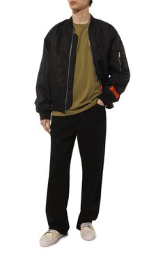 Мужская хлопковая футболка HERON PRESTON хаки цвета, арт. HMAA032F22JER0075500 | Фото 2 (Принт: Без принта; Рукава: Короткие; Длина (для топов): Стандартные; Стили: Гранж; Материал внешний: Хлопок)