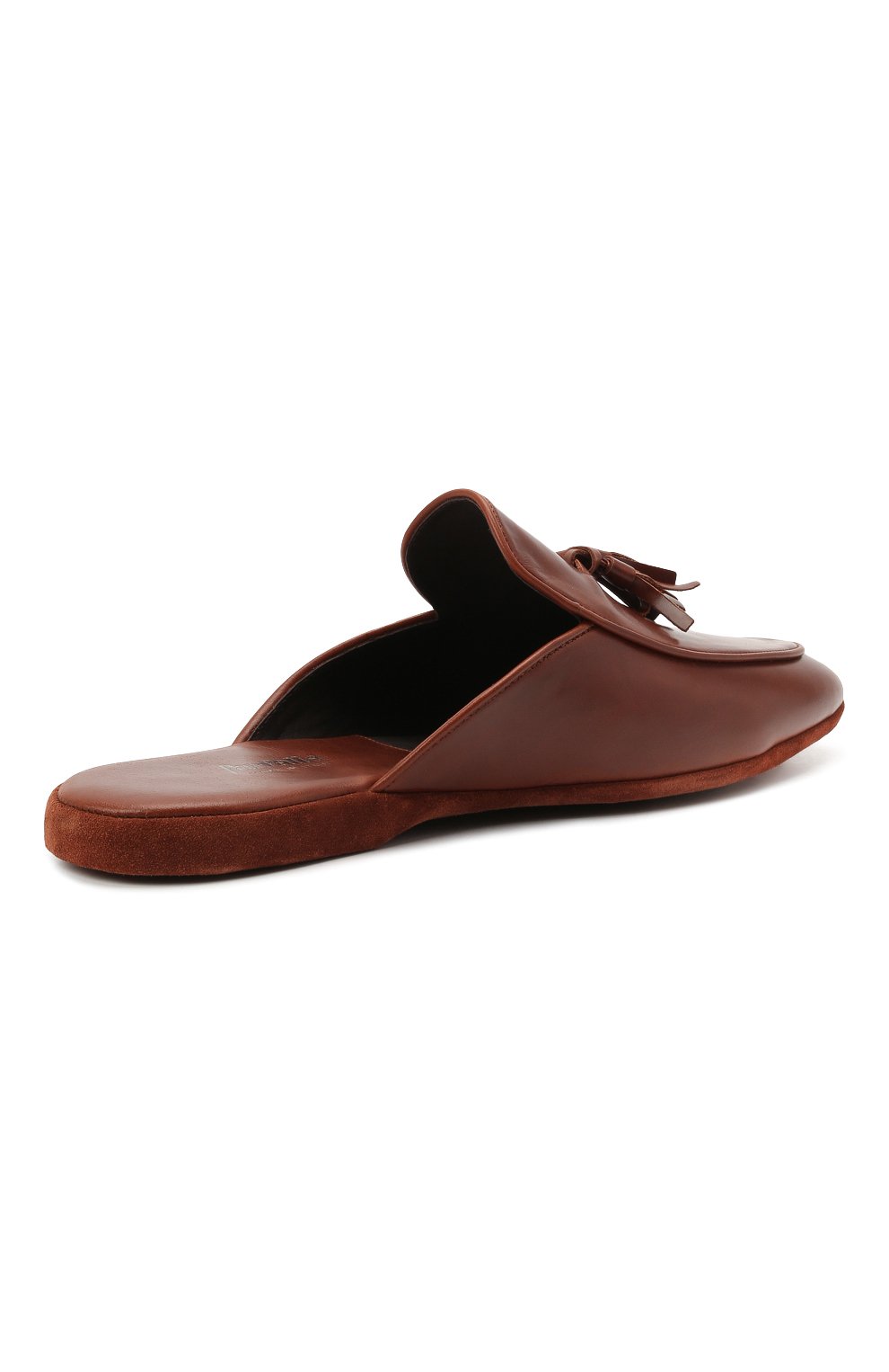 Мужского кожаные домашние туфли FARFALLA коричневого цвета, арт. G61N | Фото 4 (Материал внешний: Кожа; Материал внутренний: Натуральная кожа; Мужское Кросс-КТ: тапочки-обувь)