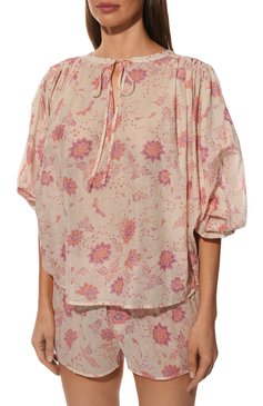 Женская хлопковая блузка LOVE STORIES розового цвета, арт. L2243824927 | Фото 3 (Материал внешний: Хлопок; Женское Кросс-КТ: Блуза-белье)