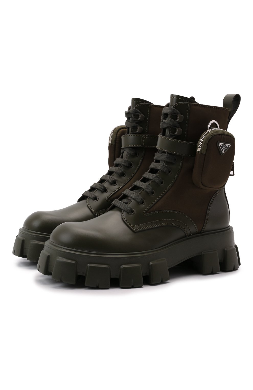 Мужские хаки комбинированные ботинки monolith PRADA купить винтернет-магазине ЦУМ, арт. 2UE007-3LFR-F0161-D002