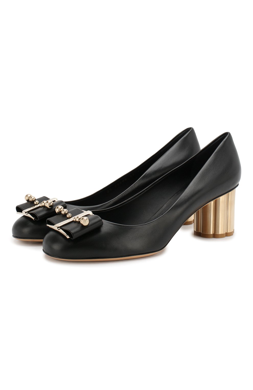 Женские черные кожаные туфли SALVATORE FERRAGAMO купить в интернет ...
